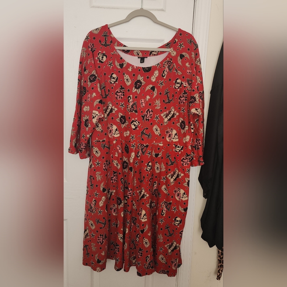 TORRID Red Retro Patterned Women's Dress